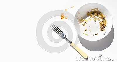 top view dirty plate with food leftovers. High quality photo Stock Photo