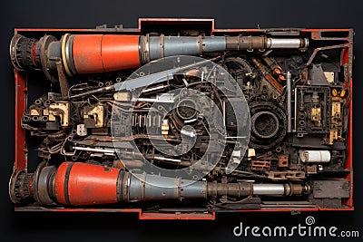 top view of a disassembled rocket booster Stock Photo