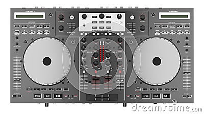 Top view of dj mixer controller isolated on white Stock Photo