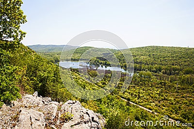 Top view of the DoberdÃ² lake Stock Photo