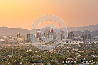 Top view of downtown Phoenix Arizona Stock Photo