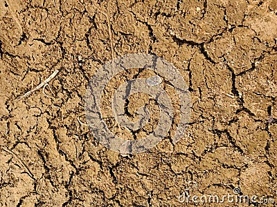 Top view of dried cracked ground at Chittagong hill tracts, Bangladesh Stock Photo