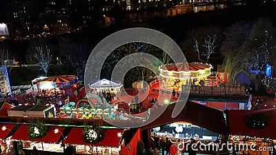 Top view of Edinburgh Christmas Market Editorial Stock Photo
