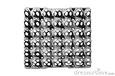 Top view empty eggs package, Isolated on white background. Stock Photo