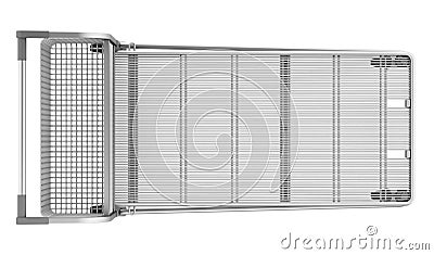 Top view of empty large shopping cart isolated on white Stock Photo