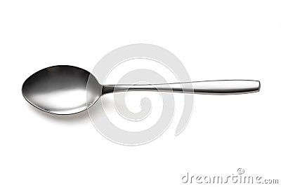 Top view of empty metal spoon. Stock Photo