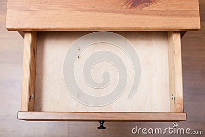 Top view of empty open drawer Stock Photo