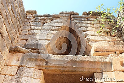 Top view of entrance to treasury of Atreus in Mycenae, Greece Stock Photo