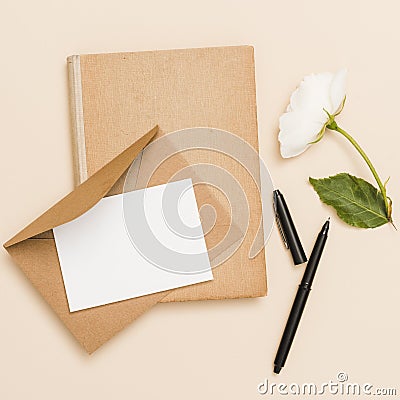 Top view envelope flower book. High quality and resolution beautiful photo concept Stock Photo