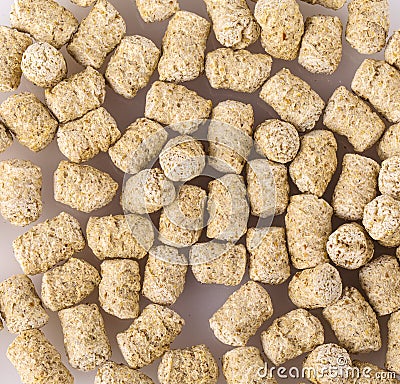 Top view of extruded wheat bran pellets Stock Photo