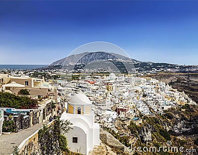 Top view on Fira town, Santorini island Editorial Stock Photo
