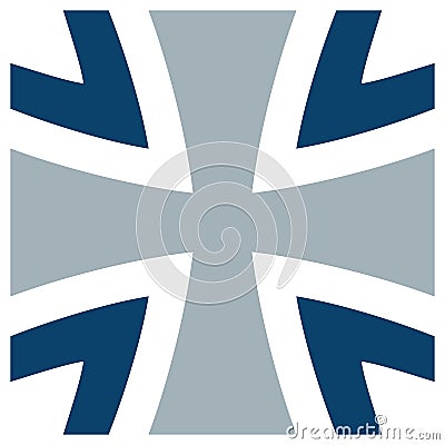 Top view of flag of Bundeswehr Kreuz, Federal Defence Forces of Germany . Federal Republic of Germany. no flagpole. Plane design, Stock Photo