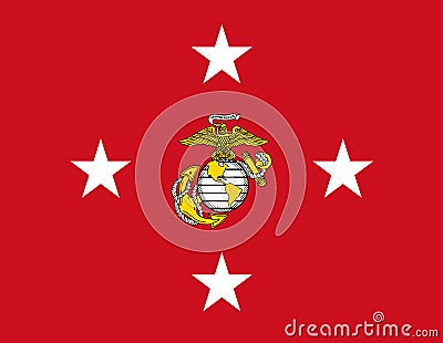 Top view of flag of Commandant of the United States Marine Corps, no flagpole. Plane design, layout. Flag background Stock Photo