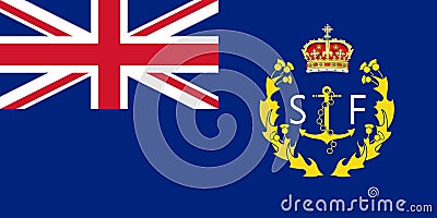 Top view of flag of Ensign of the Scottish Fisheries Protection Agency . flag of united kingdom of great Britain, England. no Stock Photo