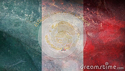 Top view of flag Mexican Presidential Standard, Mexico. retro flag with grunge texture. United Mexican States travel and patriot Stock Photo