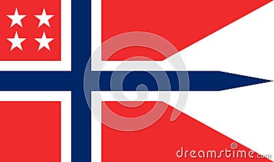 Top view of flag Rank an Admiral of the Royal Norwegian Navy, Norway. Norwegian patriot and travel concept. no flagpole. Plane Stock Photo