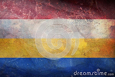Top view of flag Renkum, Netherlands. retro flag with grunge texture. Dutch travel and patriot concept. no flagpole. Plane design Stock Photo