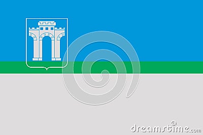 Top view of flag Rivne, Ukraine. Ukrainian patriot and travel concept. no flagpole. Plane design, layout. Flag background Stock Photo