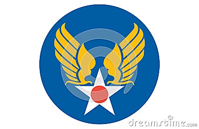 Top view of flag of United States Army Air Corps Hap Arnold Wings, no flagpole. Plane design, layout. Flag background Stock Photo