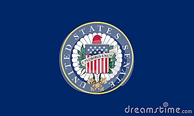 Top view of flag of United States Senate, no flagpole. Plane design, layout. Flag background Stock Photo