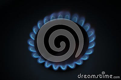 Top view of the flame from gas stove with black background Stock Photo