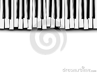 Top view of flat stylized monochrome piano keyboard on white background. Music invitation card Vector Illustration