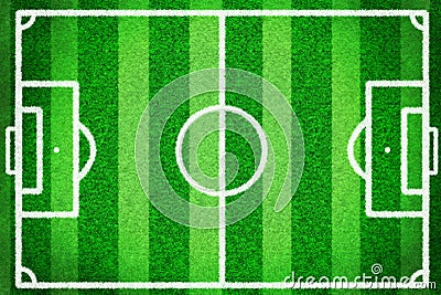 Top view of football field or soccer field with green grass and white line, creative illustration use as a sport background. Cartoon Illustration