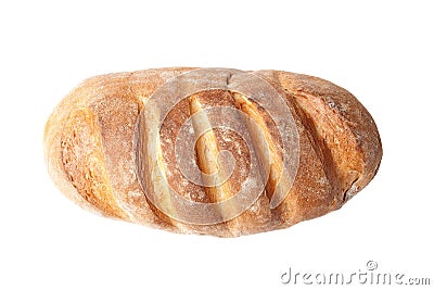 Top view of french loaf bread isolated on white Stock Photo