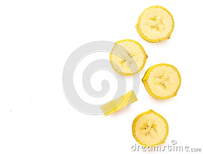 Top view fresh banana slice isolated on white background Stock Photo