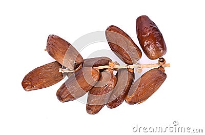 Top View of Fruits of date palm on white background Stock Photo
