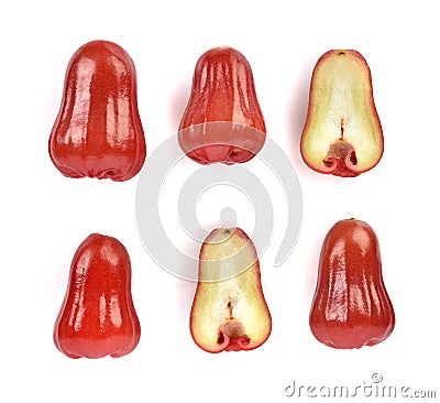 Top View. Fruits rose apple on white background Stock Photo