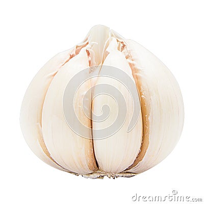 Top view garlic and herbs on white background Stock Photo