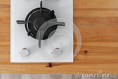 Top view of gas stove burner, close up Stock Photo