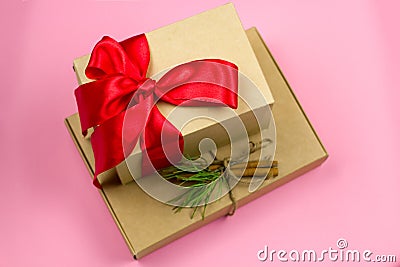 Festive gift boxes Stock Photo