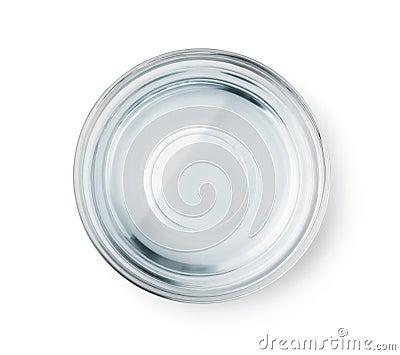 Top view of glass bowl with clear water Stock Photo