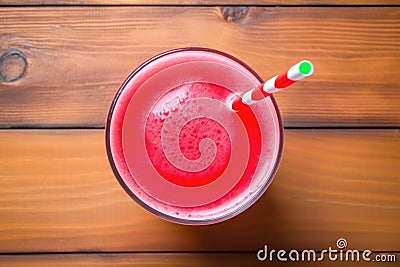 top view of a glass of watermelon juice with a straw Stock Photo