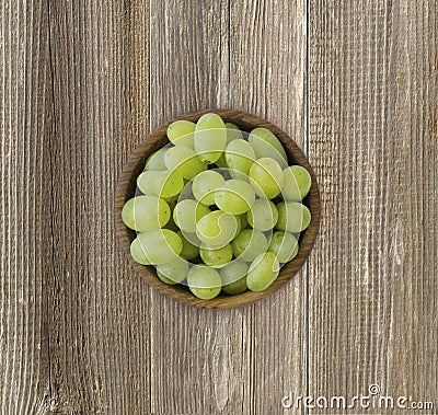 Top view. Grapes on wooden table with copy space Stock Photo