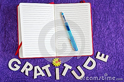 Top View of Gratitude Journal Stock Photo