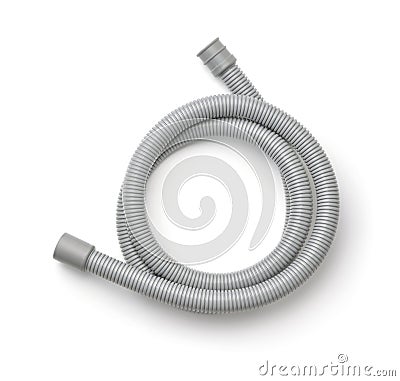 Top view of gray plastic corrugated hose Stock Photo