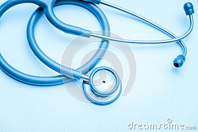 Stethoscope medical equipment on white canvas. instruments device for doctor. medicine concept Stock Photo