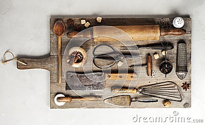 Vintage cooking utensils Stock Photo