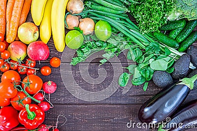 Top View of Healthy Eating Background with Colorful Fresh Organic Vegetables and Herbs, Healthy Food from Garden, Diet or Stock Photo