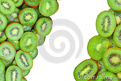 Top view of heap of sliced kiwi as textured background Stock Photo