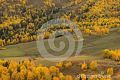Top view of Hemu village in colorful autumn, nature popular landscape of China Stock Photo