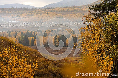 Top view of Hemu village in colorful autumn, nature popular landscape of China Stock Photo