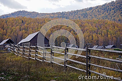 Top view of Hemu village in colorful autumn, nature popular landscape of China Stock Photo