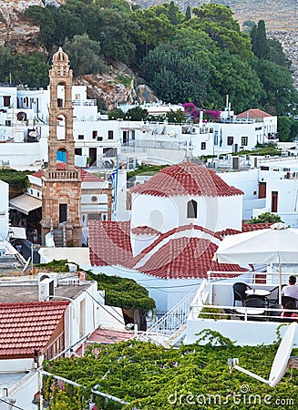 Olg town of Lindos in Greek Rhores island Stock Photo