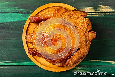 top view honey roasted chicken horizontal composition Stock Photo