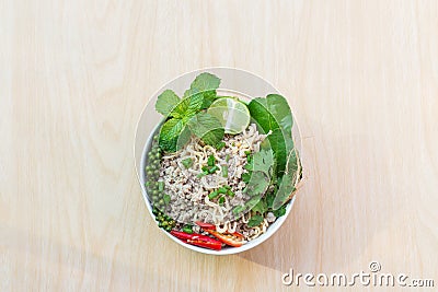 Top view after hot water bowl Stock Photo