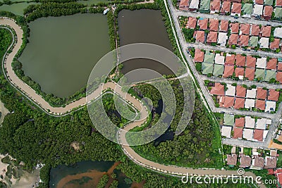 Top view of house Village from Drone capture. Stock Photo